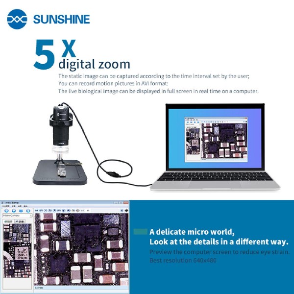 SUNSHINE ψηφιακό μικροσκόπιο DM-1000S, 50x-1000x, USB, LED SUNSHINE ψηφιακό μικροσκόπιο DM-1000S, 50x-1000x, USB, LED