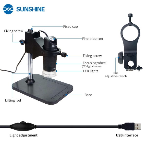 SUNSHINE ψηφιακό μικροσκόπιο DM-1000S, 50x-1000x, USB, LED SUNSHINE ψηφιακό μικροσκόπιο DM-1000S, 50x-1000x, USB, LED