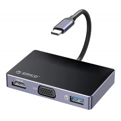 ORICO docking station DM-5P, USB/USB-C/HDMI/VGA/3.5mm, 4K, 100W, μαύρο ORICO docking station DM-5P, USB/USB-C/HDMI/VGA/3.5mm, 4K, 100W, μαύρο