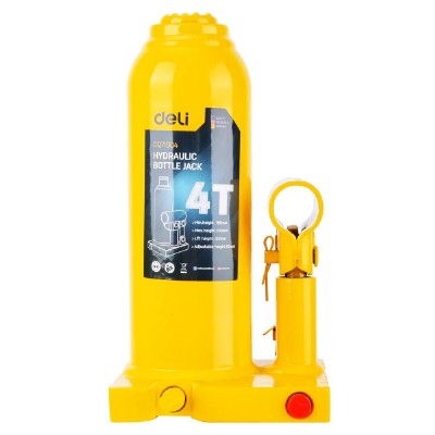 DELI υδραυλικός γρύλος μπουκάλας DQ71004, έως 4 τόνοι, 37cm, κίτρινος DELI υδραυλικός γρύλος μπουκάλας DQ71004, έως 4 τόνοι, 37cm, κίτρινος