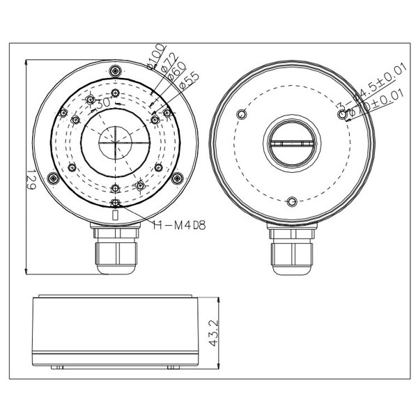 HIKVISION βάση κάμερας DS-1280ZJ-XS, μεταλλική, λευκή HIKVISION βάση κάμερας DS-1280ZJ-XS, μεταλλική, λευκή
