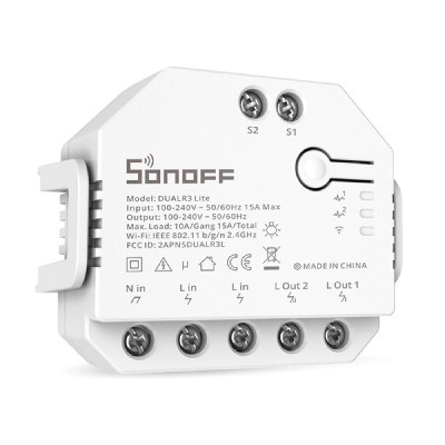 SONOFF smart διακόπτης DUALR3 Lite, 2-Gang, Wi-Fi, 15A, λευκός SONOFF smart διακόπτης DUALR3 Lite, 2-Gang, Wi-Fi, 15A, λευκός