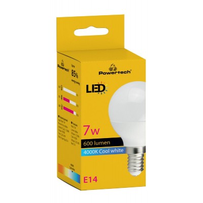 POWERTECH LED λάμπα mini globe E14-010, 7W, 4000K, E14, 600lm POWERTECH LED λάμπα mini globe E14-010, 7W, 4000K, E14, 600lm