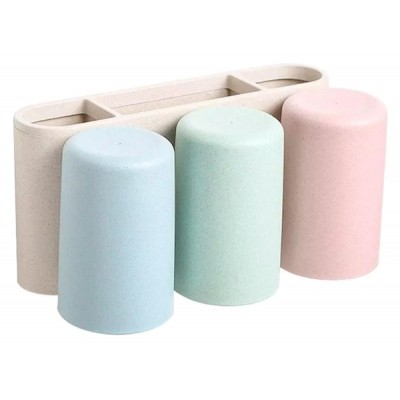 ECOCO βάση οδοντόβουρτσας με 3 ποτήρια E1615, μπεζ ECOCO βάση οδοντόβουρτσας με 3 ποτήρια E1615, μπεζ