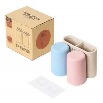 ECOCO βάση οδοντόβουρτσας με 2 ποτήρια E1701, μπεζ ECOCO βάση οδοντόβουρτσας με 2 ποτήρια E1701, μπεζ