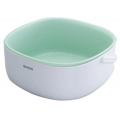 ECOCO δοχείο αποστράγγισης λαχανικών E2025, 21x21x10.5cm, λευκό-πράσινο ECOCO δοχείο αποστράγγισης λαχανικών E2025, 21x21x10.5cm, λευκό-πράσινο