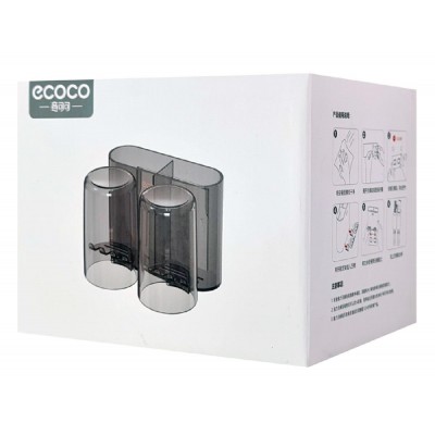 ECOCO βάση οδοντόβουρτσας E2229 με 2 ποτήρια, μαύρη-διάφανη ECOCO βάση οδοντόβουρτσας E2229 με 2 ποτήρια, μαύρη-διάφανη