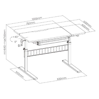 BRATECK παιδικό γραφείο E603, ρυθμιζόμενο, 100x60x54~76cm, λευκό BRATECK παιδικό γραφείο E603, ρυθμιζόμενο, 100x60x54~76cm, λευκό