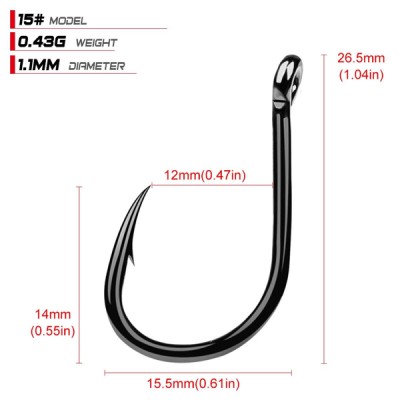 Αγκίστρια ψαρέματος FH080-N15-100JZ, με θήκη, No15, 100τμχ Αγκίστρια ψαρέματος FH080-N15-100JZ, με θήκη, No15, 100τμχ