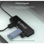 ORICO USB 2.0 Hub FL01, 4x USB, μαύρο