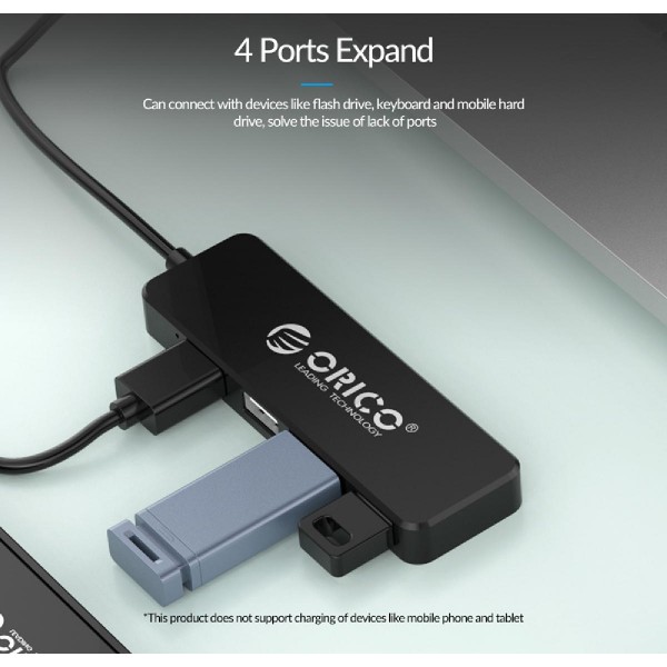 ORICO USB 2.0 Hub FL01, 4x USB, μαύρο