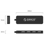 ORICO USB 2.0 Hub FL01, 4x USB, μαύρο