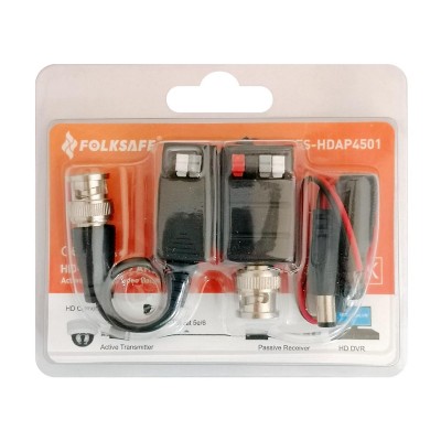 FOLKSAFE Video Balun FS-HDAP4501 για CCTV, active transmitter/passive receiver FOLKSAFE Video Balun FS-HDAP4501 για CCTV, active transmitter/passive receiver