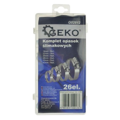 GEKO σετ μεταλλικοί σφιγκτήρες λάστιχων G02812, διάφορα μεγέθη, 26τμχ GEKO σετ μεταλλικοί σφιγκτήρες λάστιχων G02812, διάφορα μεγέθη, 26τμχ