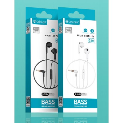 CELEBRAT earphones με μικρόφωνο G20, 3.5mm, 1.2m, μαύρα CELEBRAT earphones με μικρόφωνο G20, 3.5mm, 1.2m, μαύρα