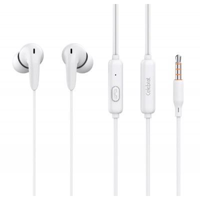 CELEBRAT earphones με μικρόφωνο G26, 3.5mm, 1.2m, λευκά CELEBRAT earphones με μικρόφωνο G26, 3.5mm, 1.2m, λευκά