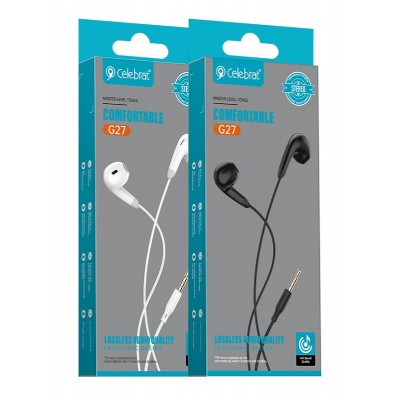 CELEBRAT earphones με μικρόφωνο G27, 3.5mm, 1.2m, μαύρα CELEBRAT earphones με μικρόφωνο G27, 3.5mm, 1.2m, μαύρα