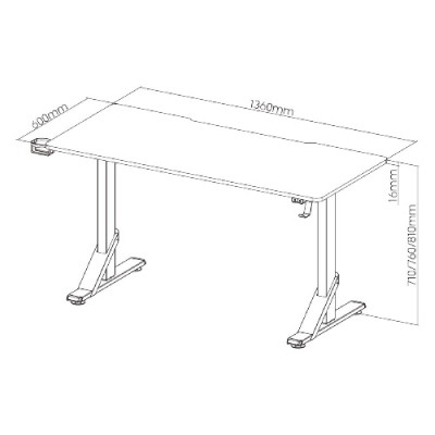 BRATECK gaming γραφείο GMD11-3, ρυθμιζόμενο ύψος, 136x60cm, RGB, μαύρο BRATECK gaming γραφείο GMD11-3, ρυθμιζόμενο ύψος, 136x60cm, RGB, μαύρο