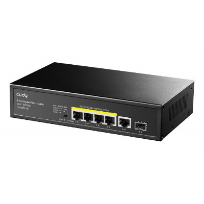 CUDY PoE+ switch GS1005PTS1, 5-port PoE+, 1x SFP, 120W, V1.0 CUDY PoE+ switch GS1005PTS1, 5-port PoE+, 1x SFP, 120W, V1.0
