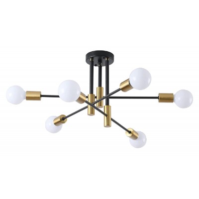 POWERTECH φωτιστικό οροφής HLL-0089, 6x E27, μεταλλικό, χρυσό POWERTECH φωτιστικό οροφής HLL-0089, 6x E27, μεταλλικό, χρυσό