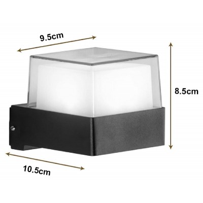 POWERTECH LED φωτιστικό τοίχου HLL-0157, 7W, 4000K, 560lm, IP65, μαύρο POWERTECH LED φωτιστικό τοίχου HLL-0157, 7W, 4000K, 560lm, IP65, μαύρο