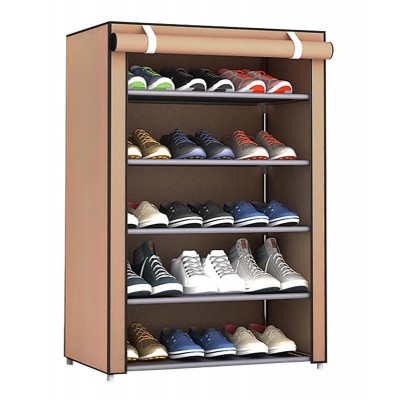 Υφασμάτινη παπουτσοθήκη HUH-0124 με 5 ράφια, 60x30x90cm, καφέ Υφασμάτινη παπουτσοθήκη HUH-0124 με 5 ράφια, 60x30x90cm, καφέ