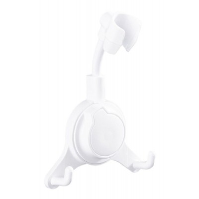 Επιτοίχια βάση για τηλέφωνο μπάνιου HUH-0133, με γάντζους, λευκή Επιτοίχια βάση για τηλέφωνο μπάνιου HUH-0133, με γάντζους, λευκή