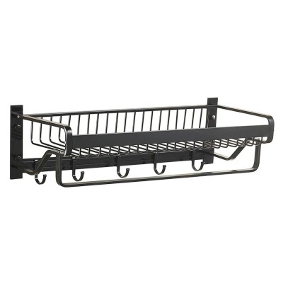 HOME USE κρεμάστρα με ράφι HUH-0164, μεταλλική 57x22x13cm, μαύρη HOME USE κρεμάστρα με ράφι HUH-0164, μεταλλική 57x22x13cm, μαύρη