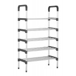 HOME USE παπουτσοθήκη HUH-0181, 5 ράφια, 60x30x95cm, μαύρη-ασημί HOME USE παπουτσοθήκη HUH-0181, 5 ράφια, 60x30x95cm, μαύρη-ασημί