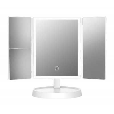 HOME USE επιτραπέζιος καθρέφτης HUH-0183, LED φως, 1x/2x/3x zoom, λευκός HOME USE επιτραπέζιος καθρέφτης HUH-0183, LED φως, 1x/2x/3x zoom, λευκός