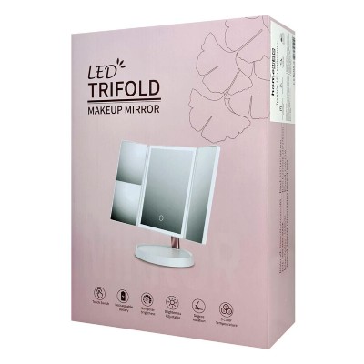 HOME USE επιτραπέζιος καθρέφτης HUH-0183, LED φως, 1x/2x/3x zoom, λευκός HOME USE επιτραπέζιος καθρέφτης HUH-0183, LED φως, 1x/2x/3x zoom, λευκός