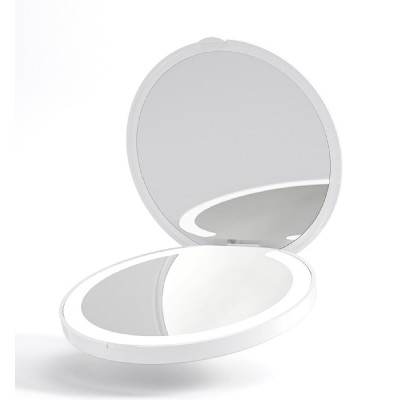 HOME USE καθρέφτης χειρός HUH-0184 με LED φως, 1x/3x zoom 180mAh, λευκός HOME USE καθρέφτης χειρός HUH-0184 με LED φως, 1x/3x zoom 180mAh, λευκός