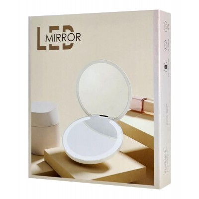 HOME USE καθρέφτης χειρός HUH-0184 με LED φως, 1x/3x zoom 180mAh, λευκός HOME USE καθρέφτης χειρός HUH-0184 με LED φως, 1x/3x zoom 180mAh, λευκός