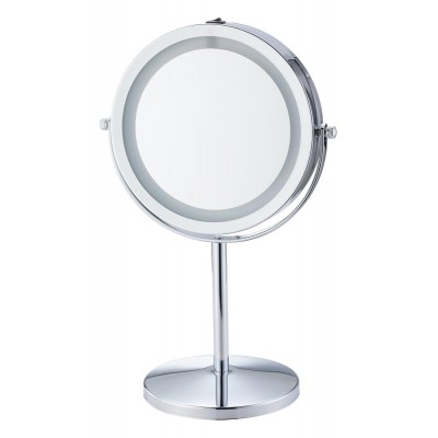 HOME USE επιτραπέζιος καθρέφτης HUH-0185 με LED φως, 1x/5x zoom, ασημί HOME USE επιτραπέζιος καθρέφτης HUH-0185 με LED φως, 1x/5x zoom, ασημί