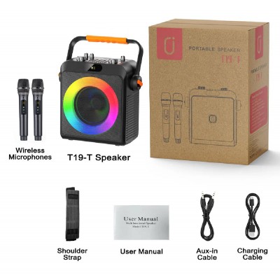 JYX φορητό ηχείο T19-T με 2x μικρόφωνα, 18W, 3000mah, LED, μαύρο JYX φορητό ηχείο T19-T με 2x μικρόφωνα, 18W, 3000mah, LED, μαύρο