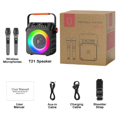 JYX φορητό ηχείο T21-T με 2x μικρόφωνα, 18W, 3000mah, LED, μαύρο JYX φορητό ηχείο T21-T με 2x μικρόφωνα, 18W, 3000mah, LED, μαύρο