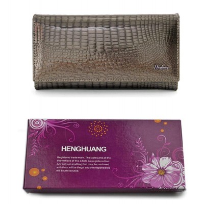 HENGHUANG γυναικείο πορτοφόλι LBAG-0029, δερμάτινο, γκρι HENGHUANG γυναικείο πορτοφόλι LBAG-0029, δερμάτινο, γκρι