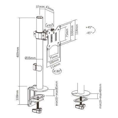 BRATECK βάση γραφείου LDT57-C01 για οθόνη 17"-32", έως 9kg BRATECK βάση γραφείου LDT57-C01 για οθόνη 17"-32", έως 9kg