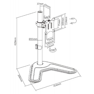BRATECK βάση γραφείου LDT57-T01 για οθόνη 17"-32", έως 9kg BRATECK βάση γραφείου LDT57-T01 για οθόνη 17"-32", έως 9kg