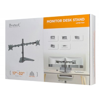 BRATECK βάση γραφείου LDT66-T024 για 2 οθόνες 17"-32", έως 9kg ανά οθόνη BRATECK βάση γραφείου LDT66-T024 για 2 οθόνες 17"-32", έως 9kg ανά οθόνη