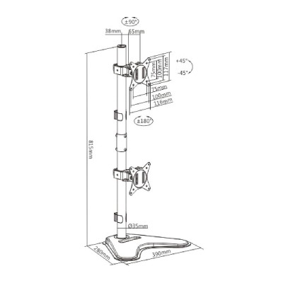 BRATECK βάση γραφείου LDT66-T02V για 2 οθόνες 17 BRATECK βάση γραφείου LDT66-T02V για 2 οθόνες 17