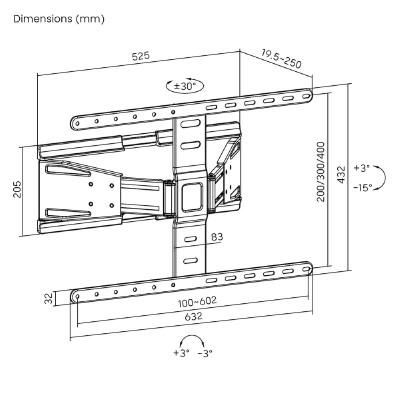 BRATECK επιτοίχια βάση LPA79-464 για τηλεόραση 43-90", full motion, 50kg BRATECK επιτοίχια βάση LPA79-464 για τηλεόραση 43-90", full motion, 50kg