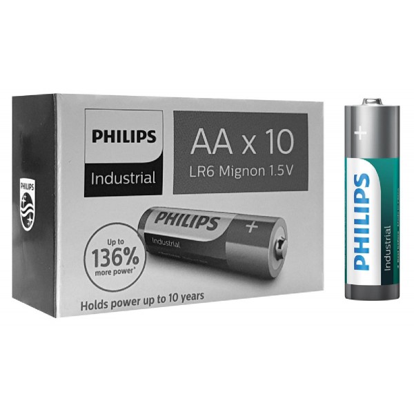 PHILIPS Industrial αλκαλικές μπαταρίες LR6I10C/10, AA LR6 1.5V, 10τμχ