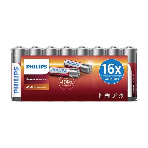 PHILIPS Power αλκαλικές μπαταρίες LR6P16F/10, AA LR6 1.5V, 16τμχ