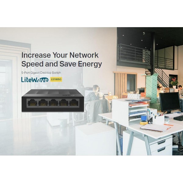 TP-LINK desktop switch LiteWave LS1005G, 5-port 10/100/1000Mbps, Ver 3.0 TP-LINK desktop switch LiteWave LS1005G, 5-port 10/100/1000Mbps, Ver 3.0