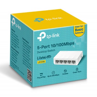 TP-LINK desktop switch LiteWave LS1005, 5-port 10/100Mbps, Ver 1.0 TP-LINK desktop switch LiteWave LS1005, 5-port 10/100Mbps, Ver 1.0