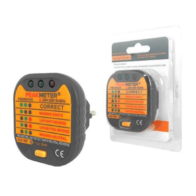 PEAKMETER tester πρίζας PM6860DR, 220-250V 50-60Hz PEAKMETER tester πρίζας PM6860DR, 220-250V 50-60Hz