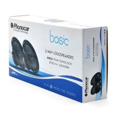 PHONOCAR σετ ηχεία αυτοκινήτου Basic 66026, 6.5", 60W, 2 δρόμων PHONOCAR σετ ηχεία αυτοκινήτου Basic 66026, 6.5", 60W, 2 δρόμων
