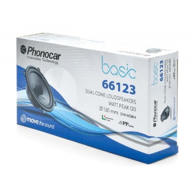 PHONOCAR σετ ηχεία αυτοκινήτου Basic 66123, 5.25", 60W, dual cone PHONOCAR σετ ηχεία αυτοκινήτου Basic 66123, 5.25", 60W, dual cone