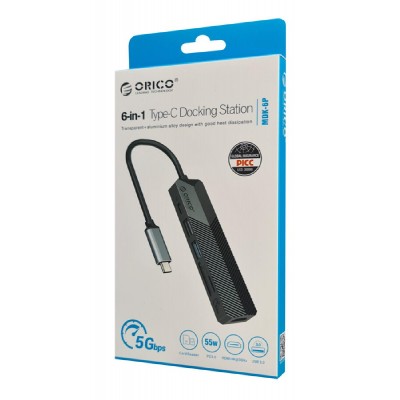 ORICO docking station MDK-6P, HDMI/USB-C/2x USB/SD & TF, 55W, 4K, μαύρο ORICO docking station MDK-6P, HDMI/USB-C/2x USB/SD & TF, 55W, 4K, μαύρο
